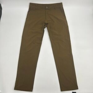 Lululemon Commission Pants Men's 32x31 Brown Flat Front‎ Athletic Preppy